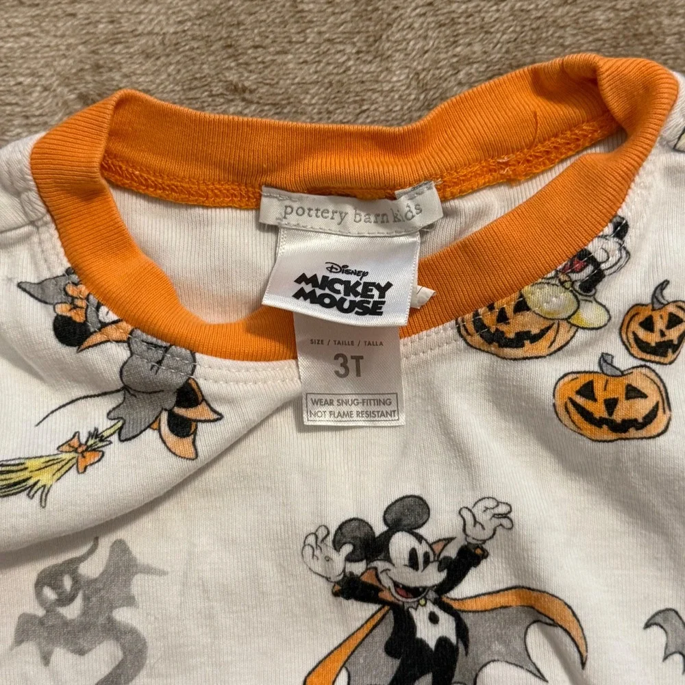 Pottery Barn Kids Disney Mickey Mouse Halloween Organic Cotton Pajamas 3T Set